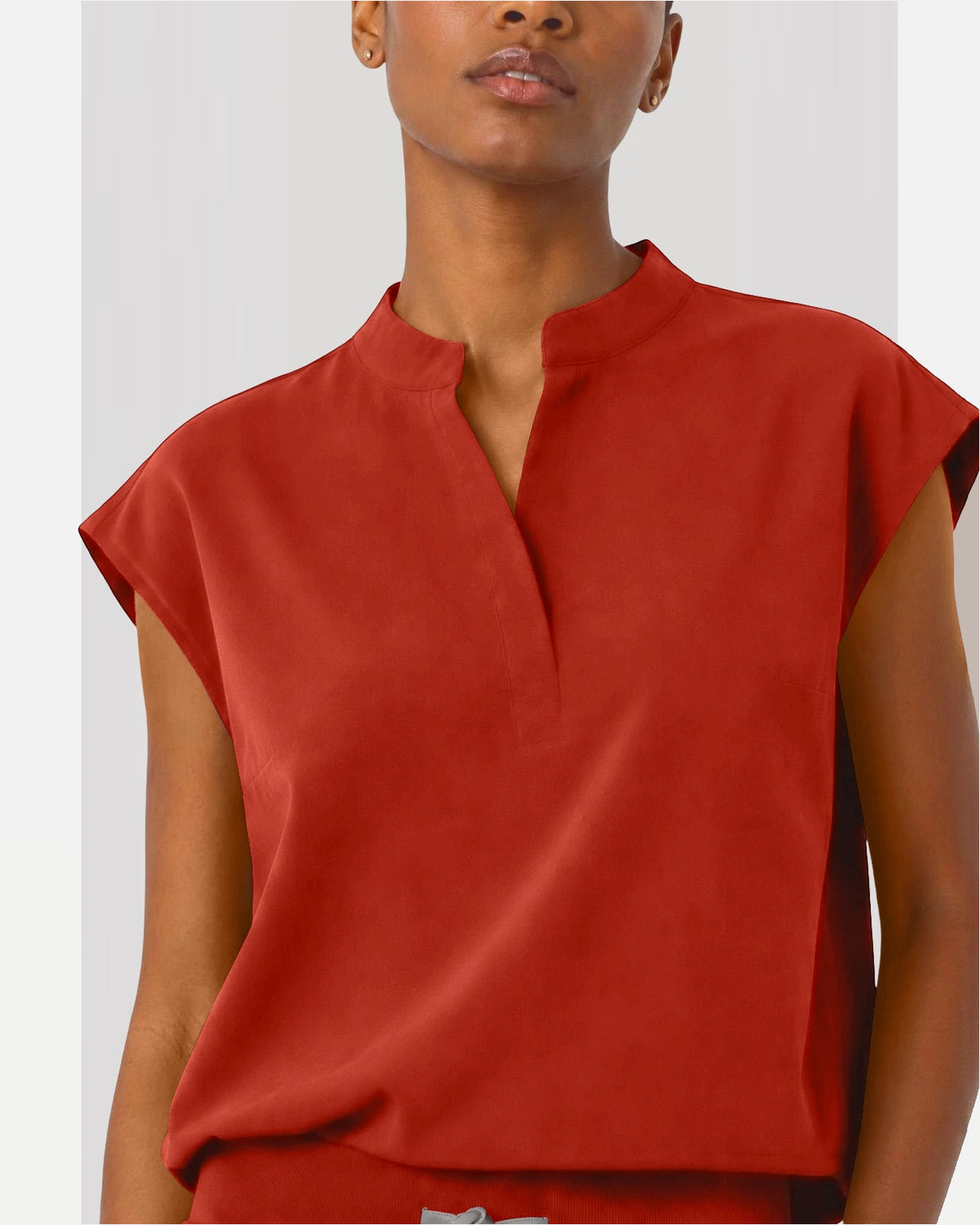 Orange Red – Eipnare Women's Sleeveless Mandarin Collar Jogger Uniform Set – product image 08