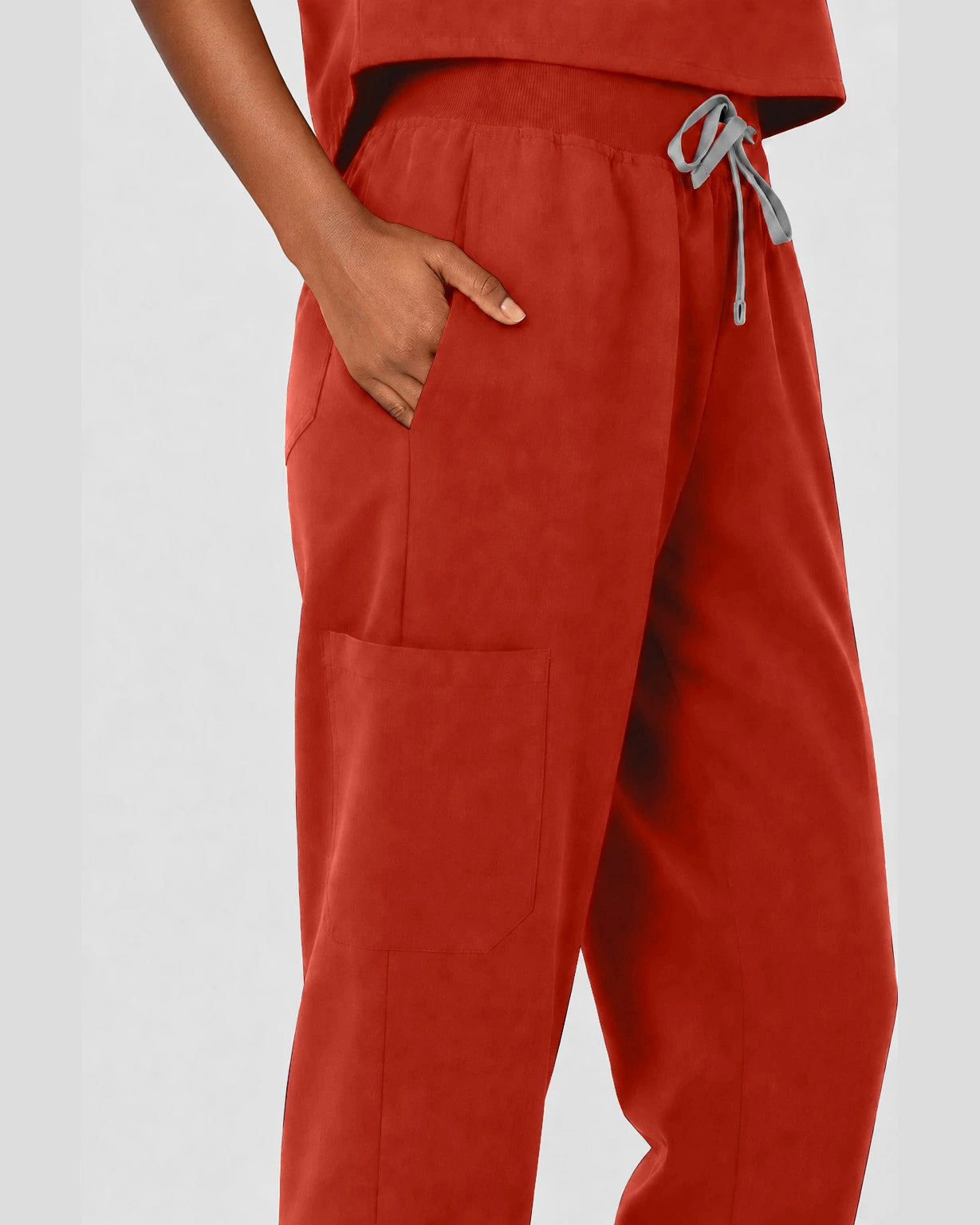 Orange Red Eipnare Women's Sleeveless Mandarin Collar Jogger Scrub Set - Stretch Medical Scrubs for Women