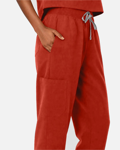 Orange Red – Eipnare Women's Sleeveless Mandarin Collar Jogger Uniform Set – product image 09