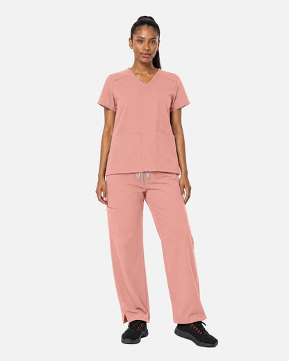 Pink Eipnare Women's Woven Straight-Leg Scrub Pants - Stretch Medical Scrubs for Women