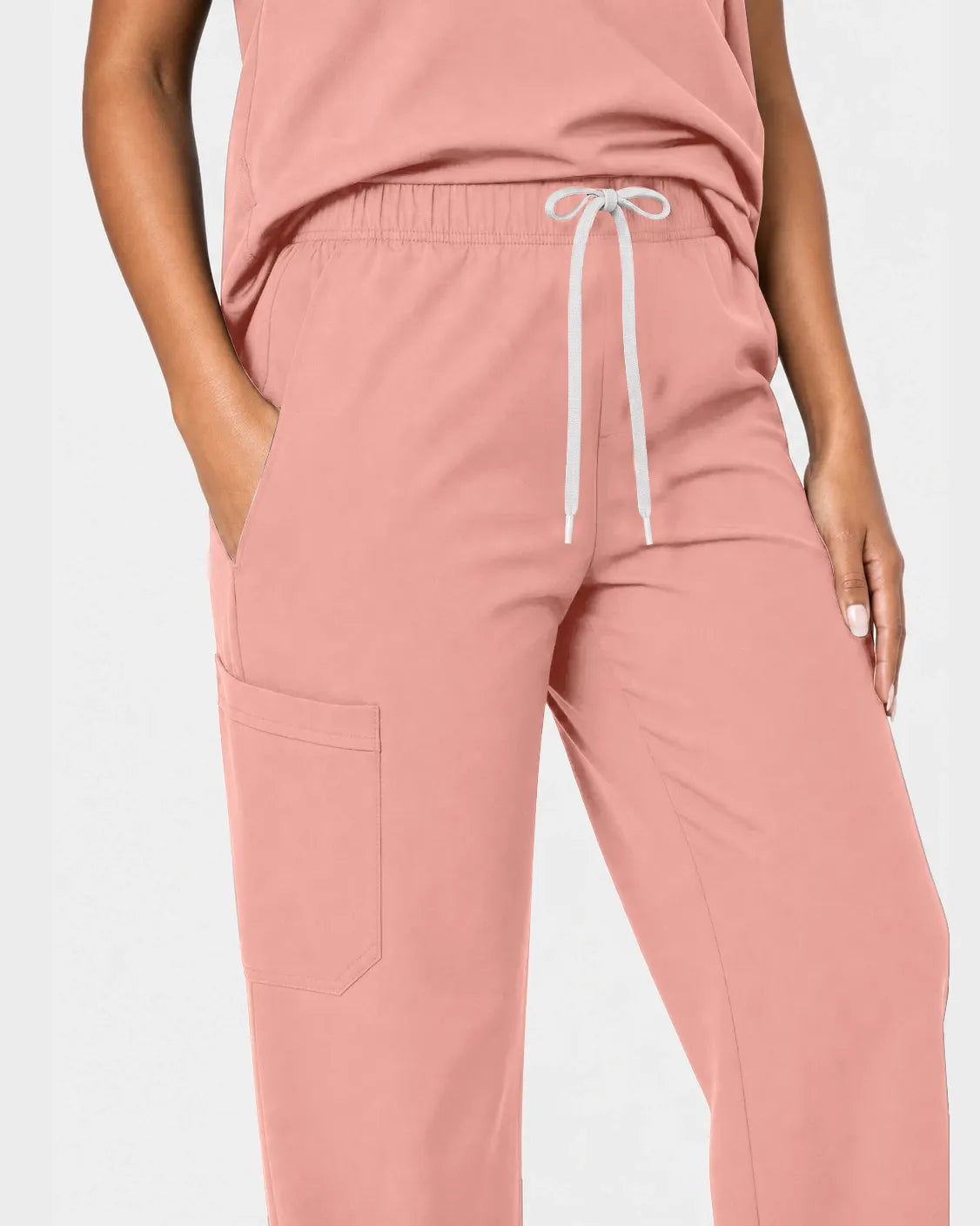 Pink Eipnare Women's Woven Straight-Leg Scrub Pants - Stretch Medical Scrubs for Women