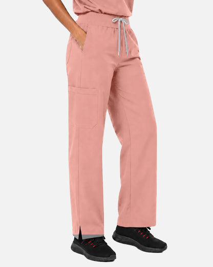 Pink Eipnare Women's Woven Straight-Leg Scrub Pants - Stretch Medical Scrubs for Women