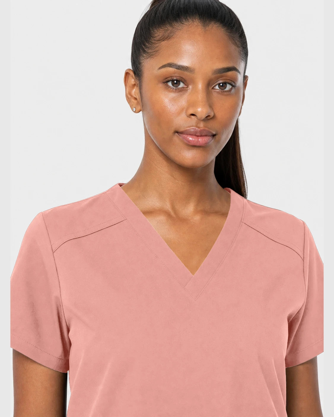 Pink Eipnare Women's 15-Pocket V-Neck Jogger Scrub Set - Stretch Medical Scrubs for Women