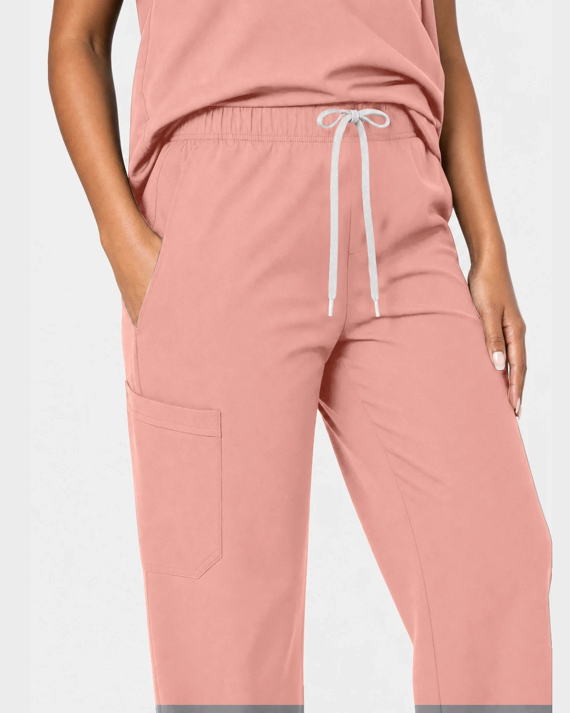 Pink Eipnare Women's 15-Pocket V-Neck Jogger Scrub Set - Stretch Medical Scrubs for Women