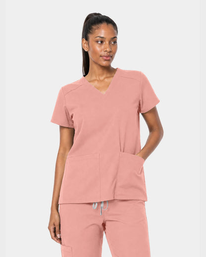 Pink Eipnare Women's 15-Pocket V-Neck Jogger Scrub Set - Stretch Medical Scrubs for Women