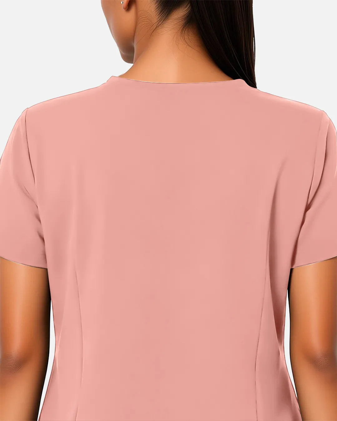 Pink Eipnare Women's Woven V-Neck Scrub Top - Stretch Medical Scrubs for Women