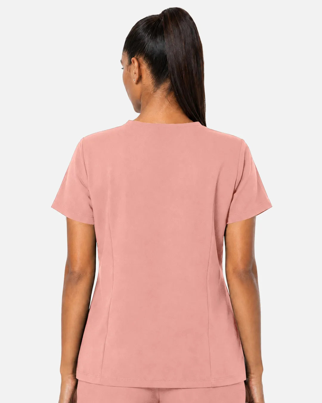 Pink Eipnare Women's Woven V-Neck Scrub Top - Stretch Medical Scrubs for Women