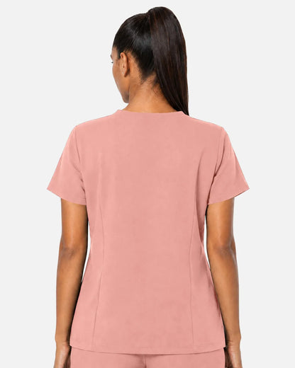Pink Eipnare Women's Woven V-Neck Scrub Top - Stretch Medical Scrubs for Women
