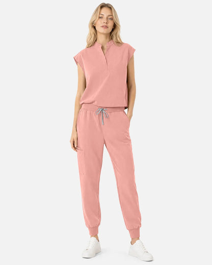 Pink Eipnare Women's Tapered Jogger Scrub Pants - Stretch Medical Scrubs for Women