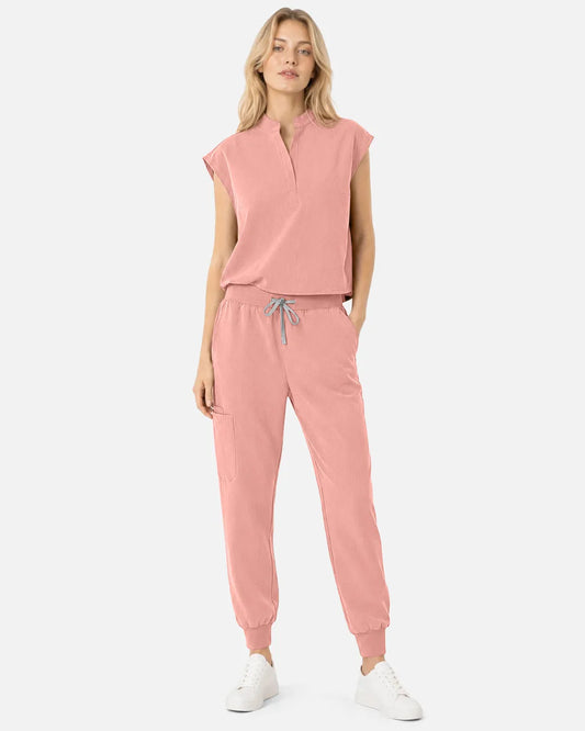 Pink Eipnare Women's Tapered Jogger Scrub Pants - Stretch Medical Scrubs for Women