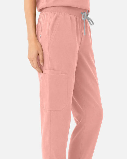 Pink Eipnare Women's Tapered Jogger Scrub Pants - Stretch Medical Scrubs for Women