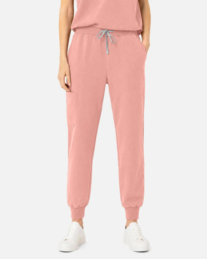 Pink Eipnare Women's Tapered Jogger Scrub Pants - Stretch Medical Scrubs for Women