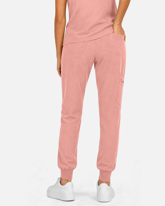 Pink Eipnare Women's Multi-Pocket Jogger Scrub Pants - Stretch Medical Scrubs for Women