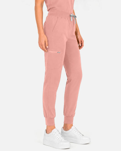 Pink Eipnare Women's Multi-Pocket Jogger Scrub Pants - Stretch Medical Scrubs for Women