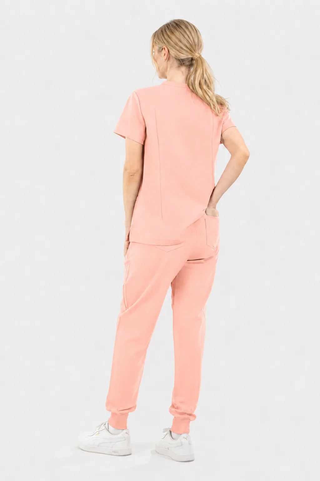 Pink Eipnare Women's V-Neck 8-Pocket Jogger Scrub Set - Stretch Medical Scrubs for Women
