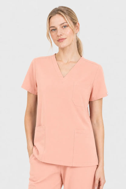 Pink Eipnare Women's V-Neck 8-Pocket Jogger Scrub Set - Stretch Medical Scrubs for Women