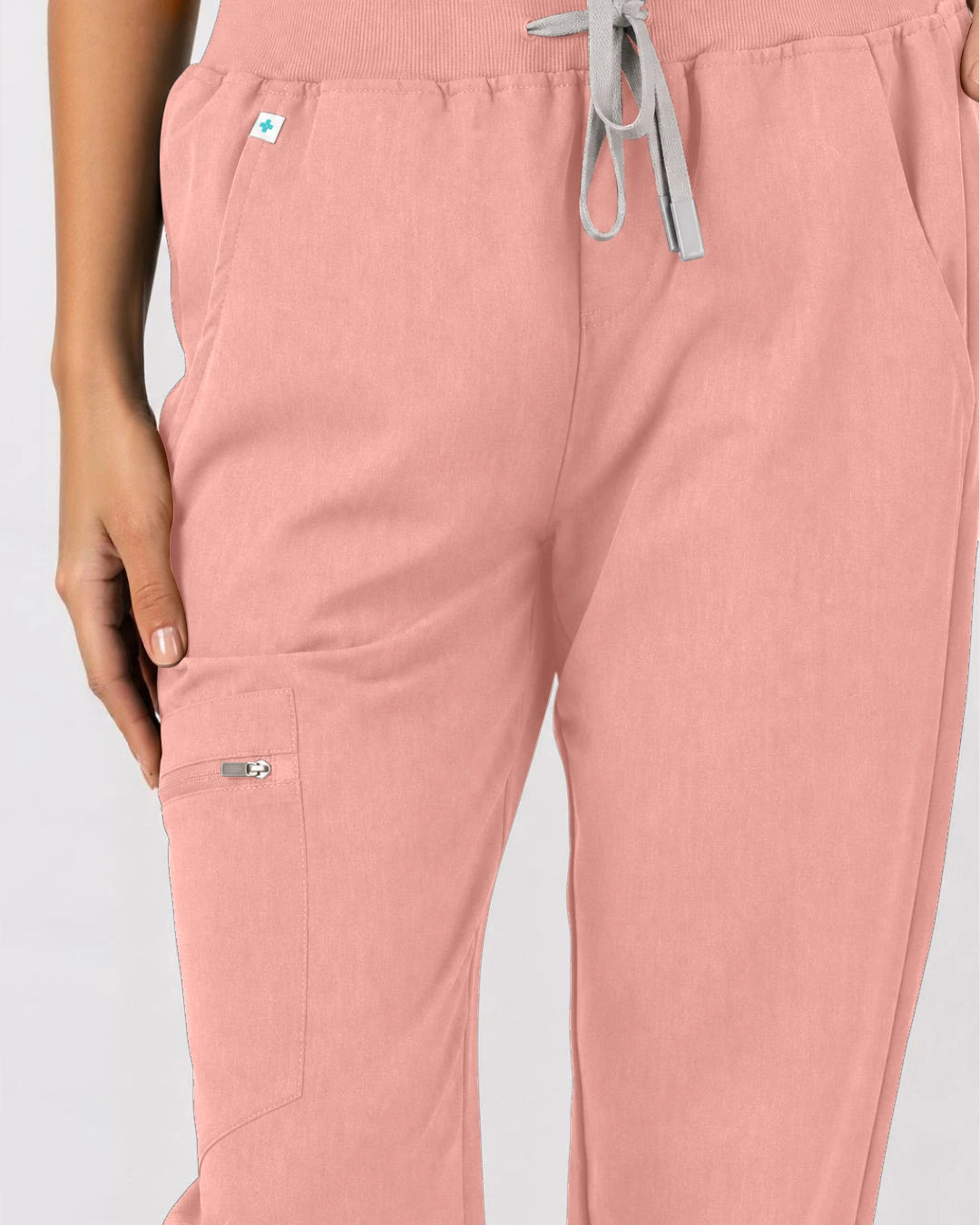 Pink Eipnare Women's 3-Pocket V-Neck Jogger Scrub Set - Stretch Medical Scrubs for Women