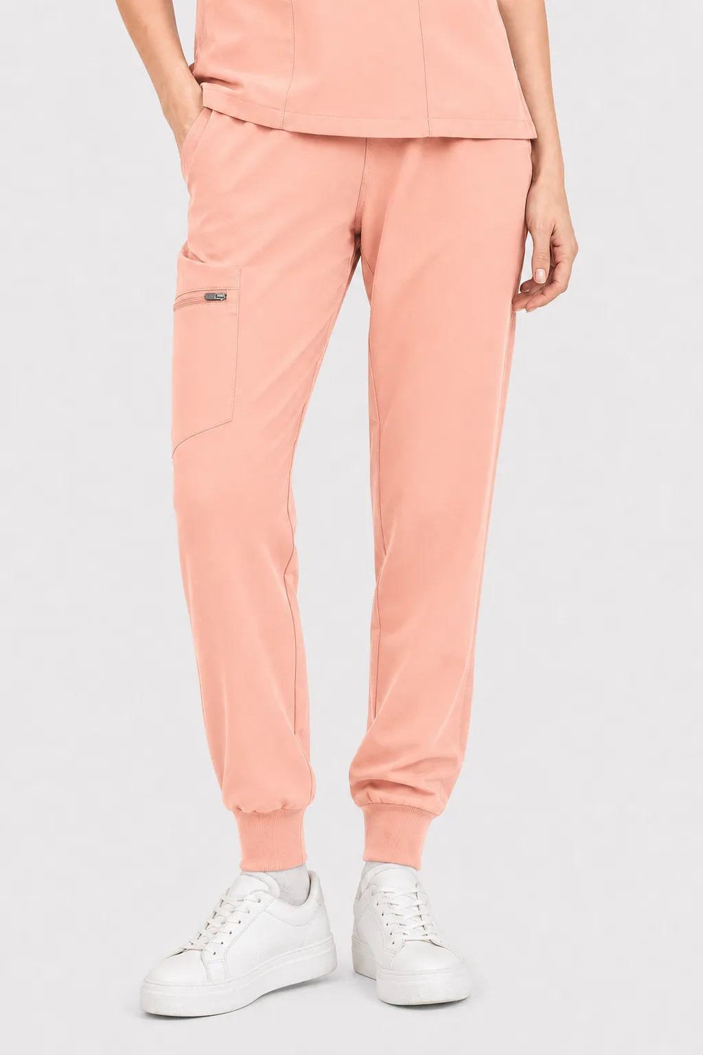 Pink Eipnare Women's V-Neck 8-Pocket Jogger Scrub Set - Stretch Medical Scrubs for Women