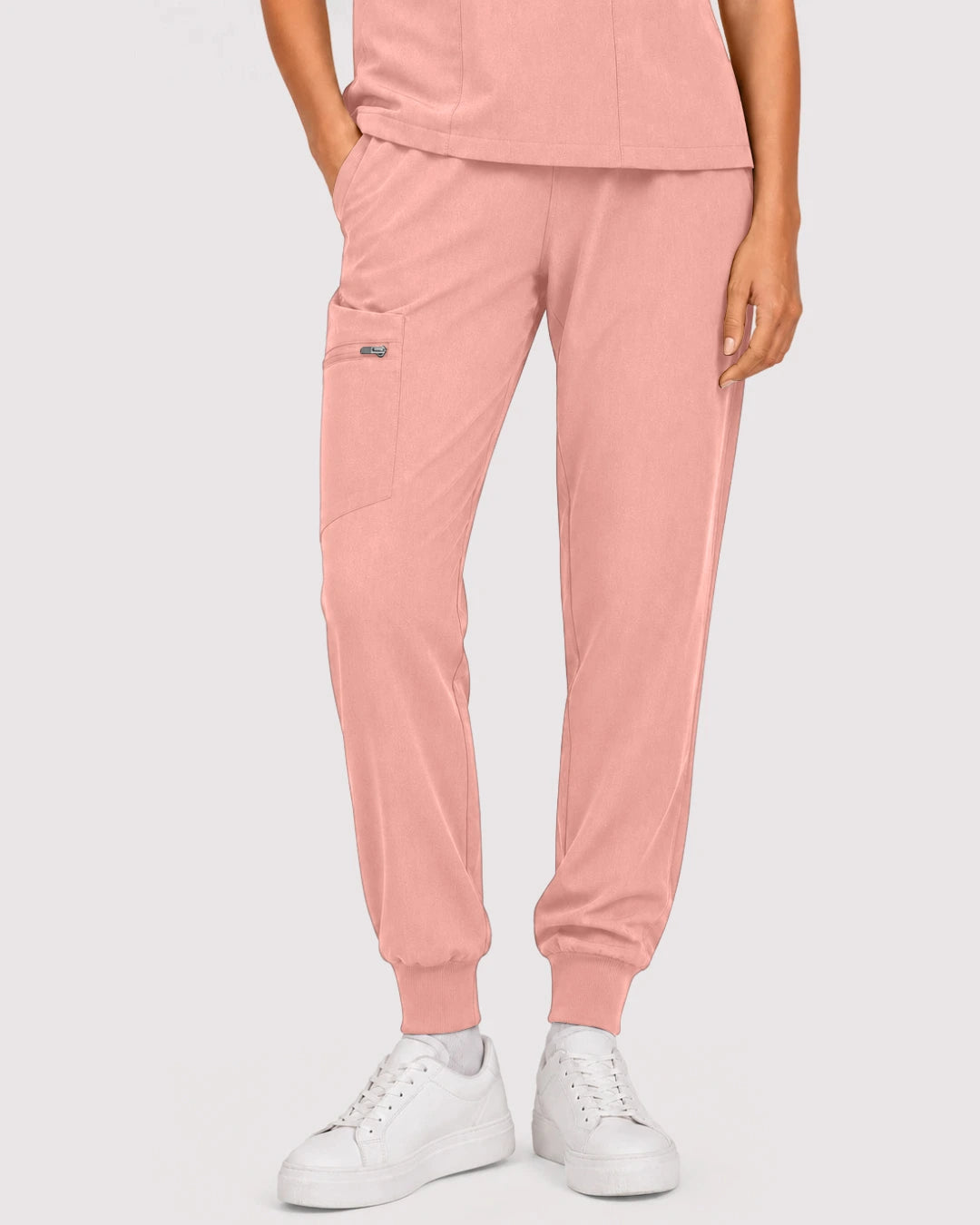 Pink Eipnare Women's 3-Pocket V-Neck Jogger Scrub Set - Stretch Medical Scrubs for Women