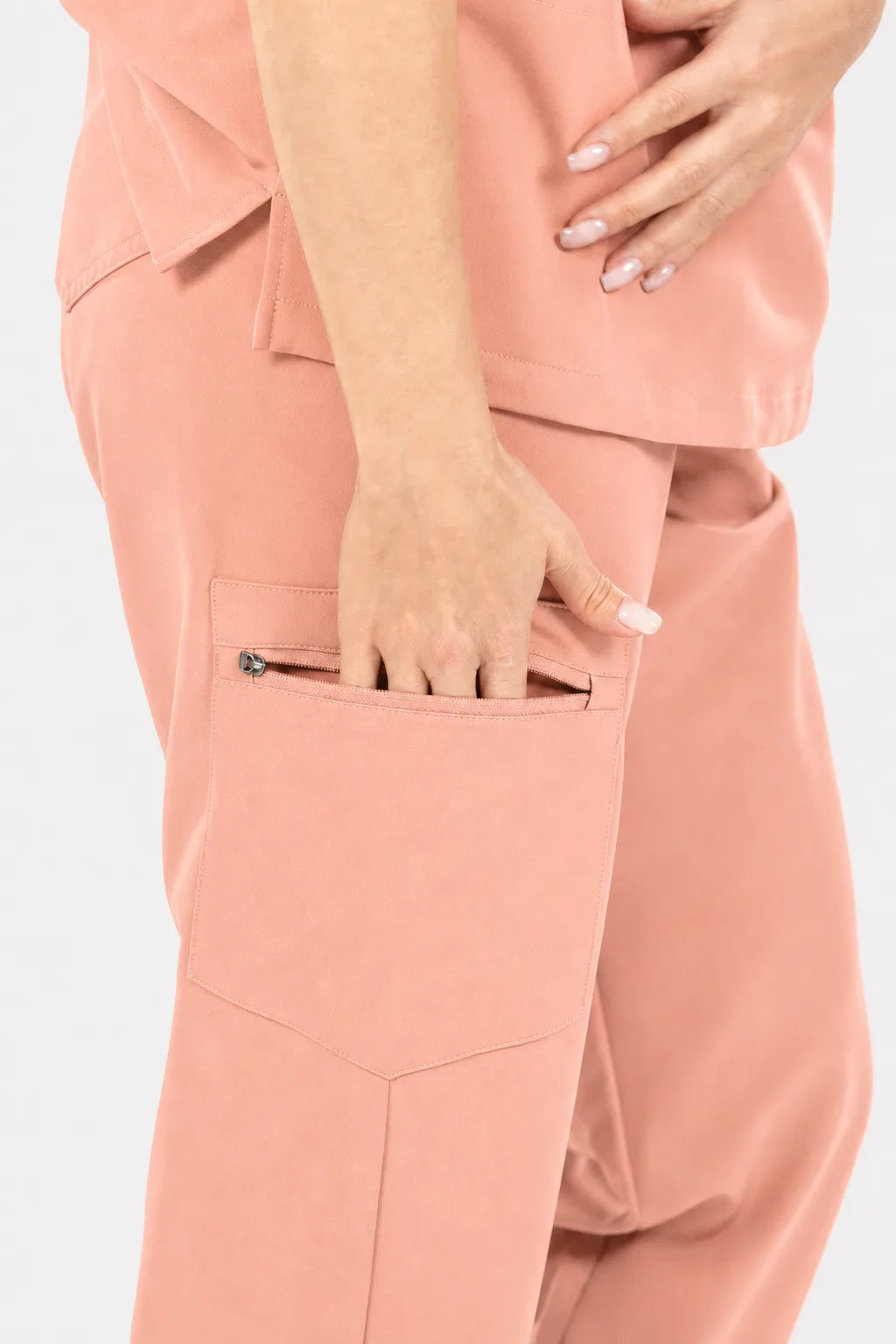 Pink Eipnare Women's V-Neck 8-Pocket Jogger Scrub Set - Stretch Medical Scrubs for Women