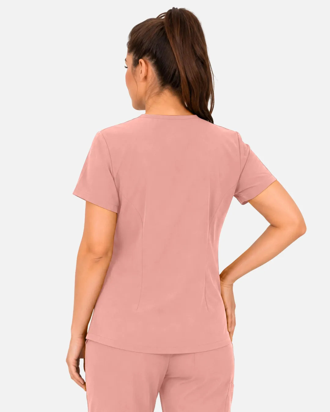 Pink Eipnare Women's 3-Pocket V-Neck Scrub Top - Stretch Medical Scrubs for Women