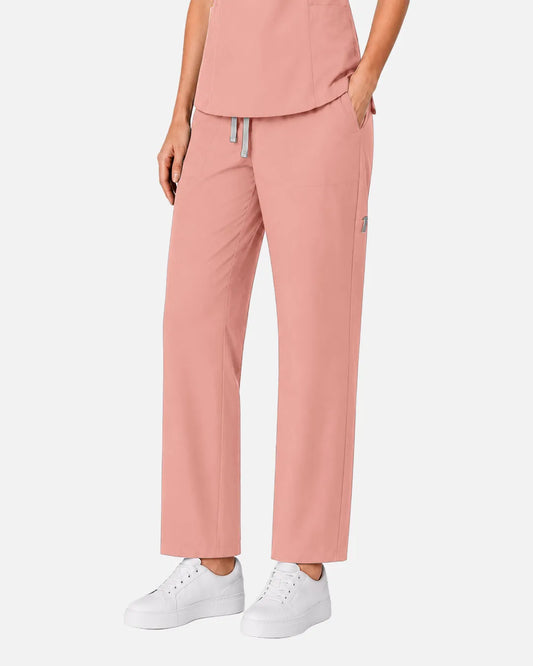 Pink Eipnare Women's Slim Fit Tapered Cargo Scrub Pants - Stretch Medical Scrubs for Women
