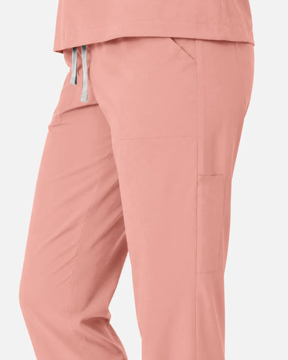 Pink Eipnare Women's Slim Fit Tapered Cargo Scrub Pants - Stretch Medical Scrubs for Women
