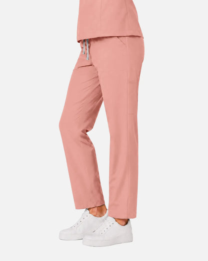 Pink Eipnare Women's Slim Fit Tapered Cargo Scrub Pants - Stretch Medical Scrubs for Women