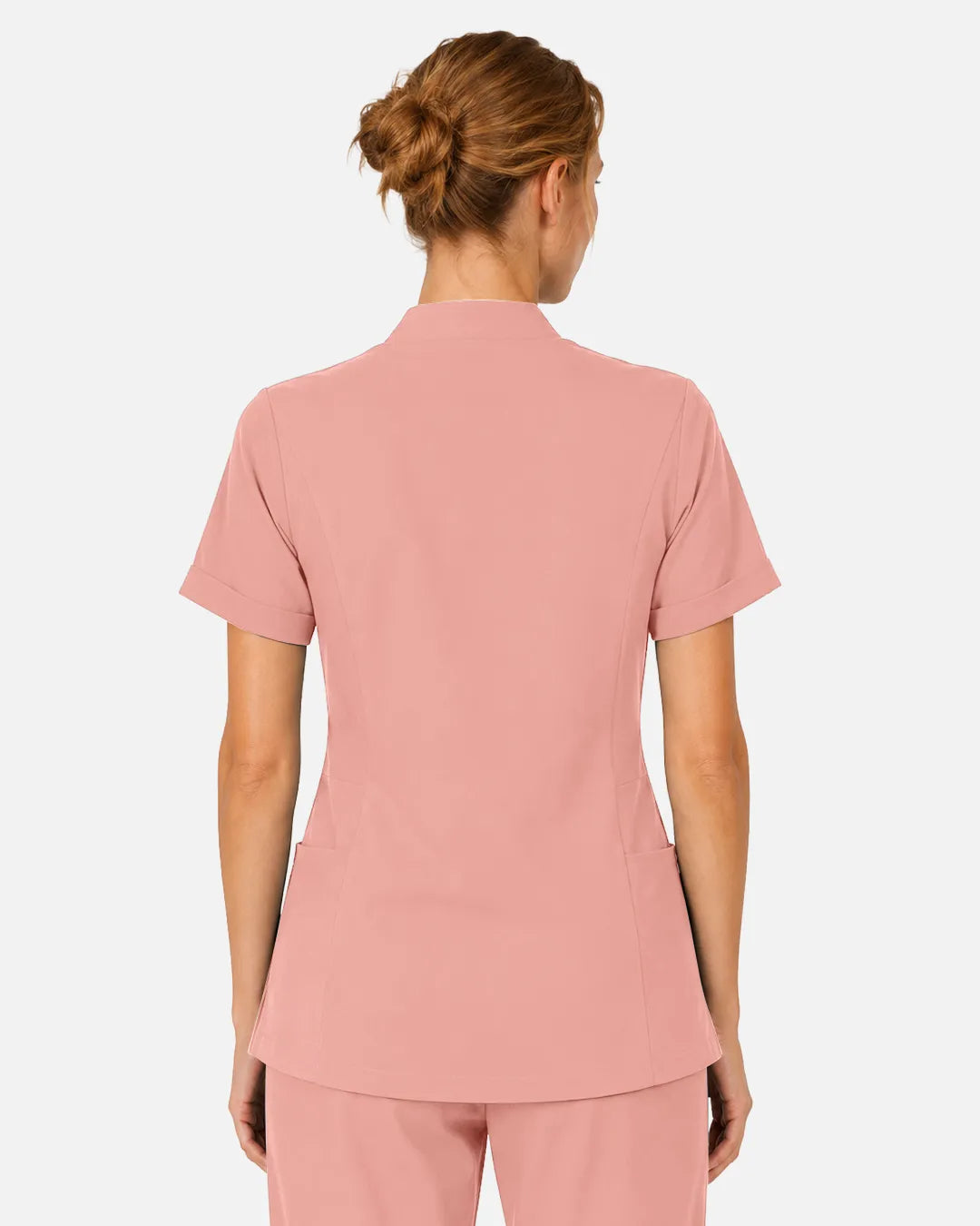 Pink Eipnare Women's Split V-Neck Scrub Top - Stretch Medical Scrubs for Women