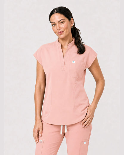 Pink Eipnare Women's 8-Pocket V-Neck Jogger Scrub Set - Stretch Medical Scrubs for Women