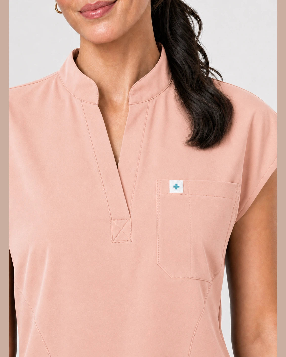 Pink Eipnare Women's 8-Pocket V-Neck Jogger Scrub Set - Stretch Medical Scrubs for Women