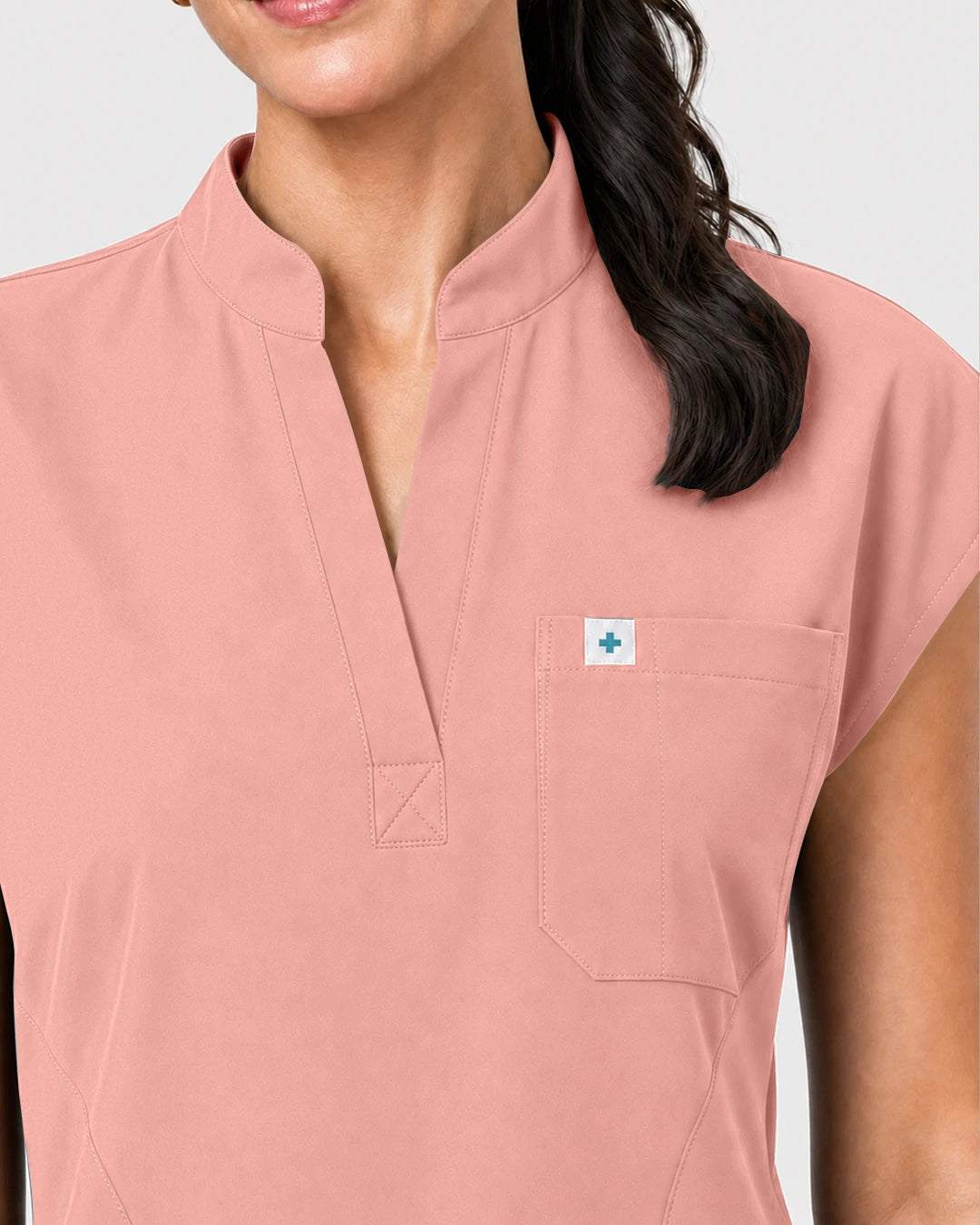 Pink Eipnare Women's Henley Sleeveless Jogger Scrub Set - Stretch Medical Scrubs for Women