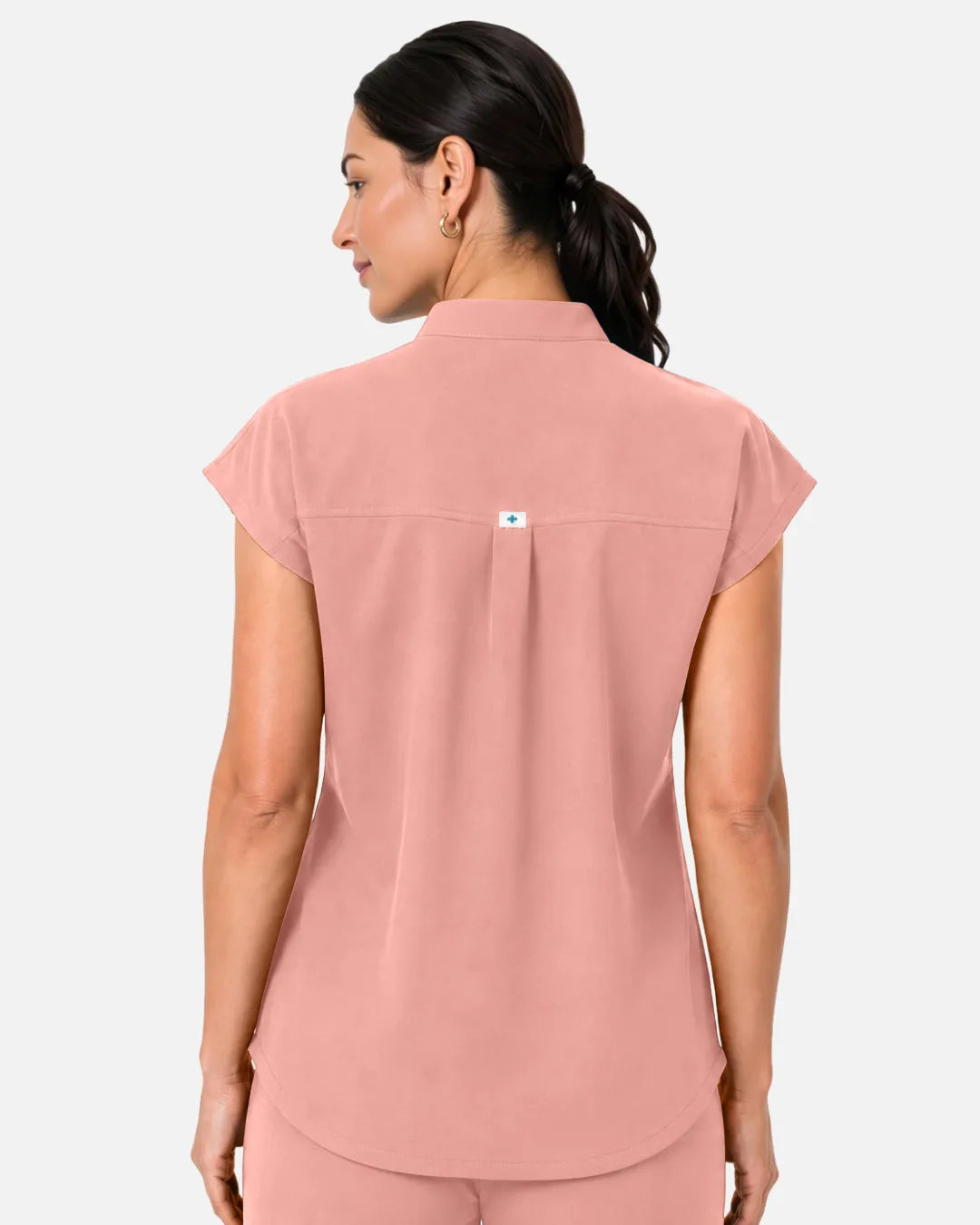 Pink Eipnare Women's Sleeveless Henley Scrub Top - Stretch Medical Scrubs for Women