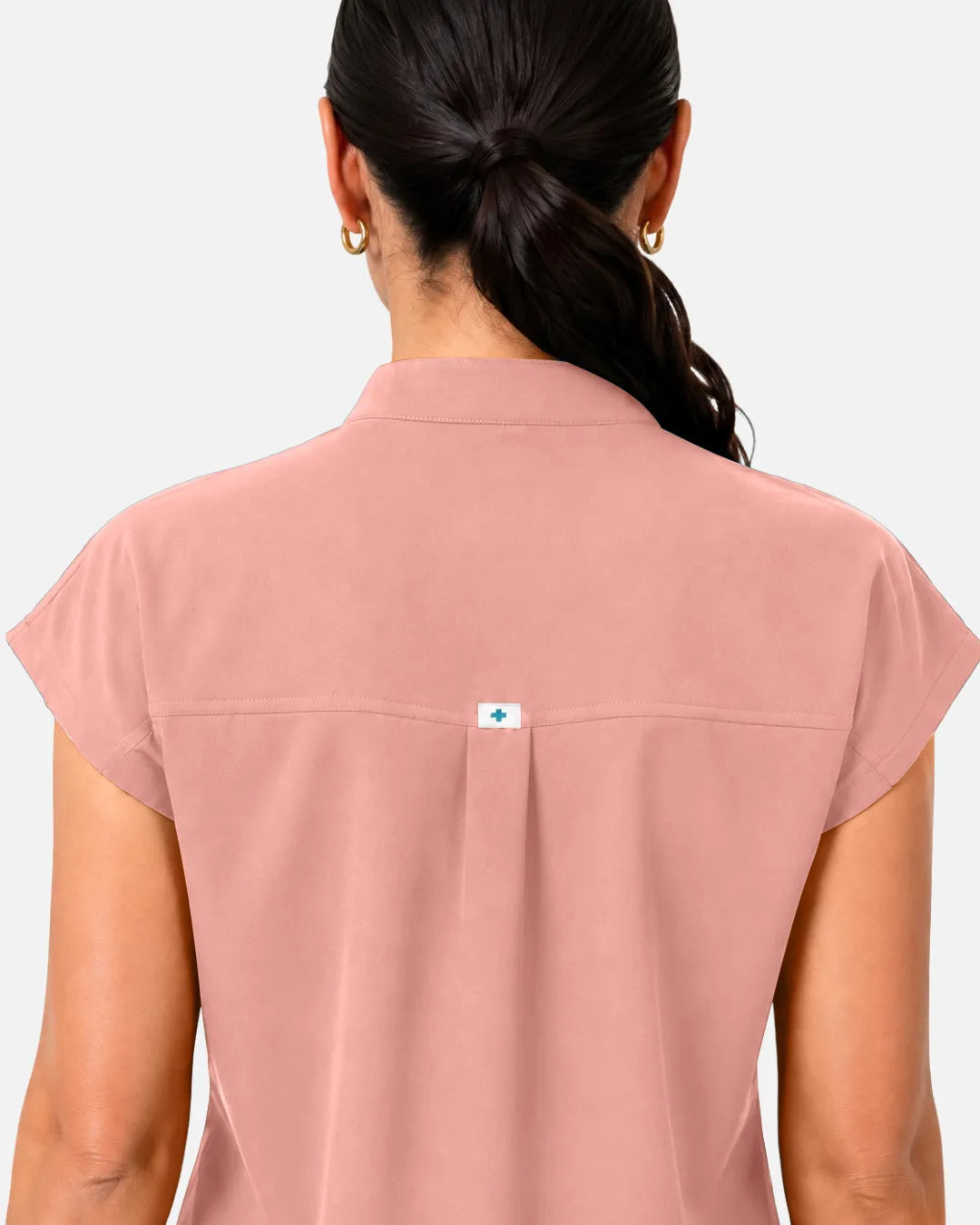 Pink Eipnare Women's Sleeveless Henley Scrub Top - Stretch Medical Scrubs for Women