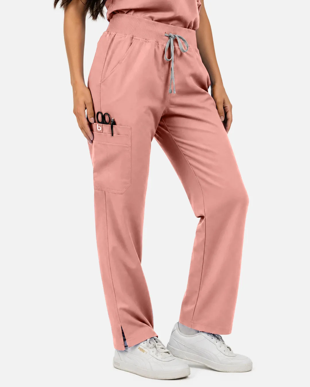 Pink Eipnare Women's Straight-Leg Cargo Scrub Pants - Stretch Medical Scrubs for Women