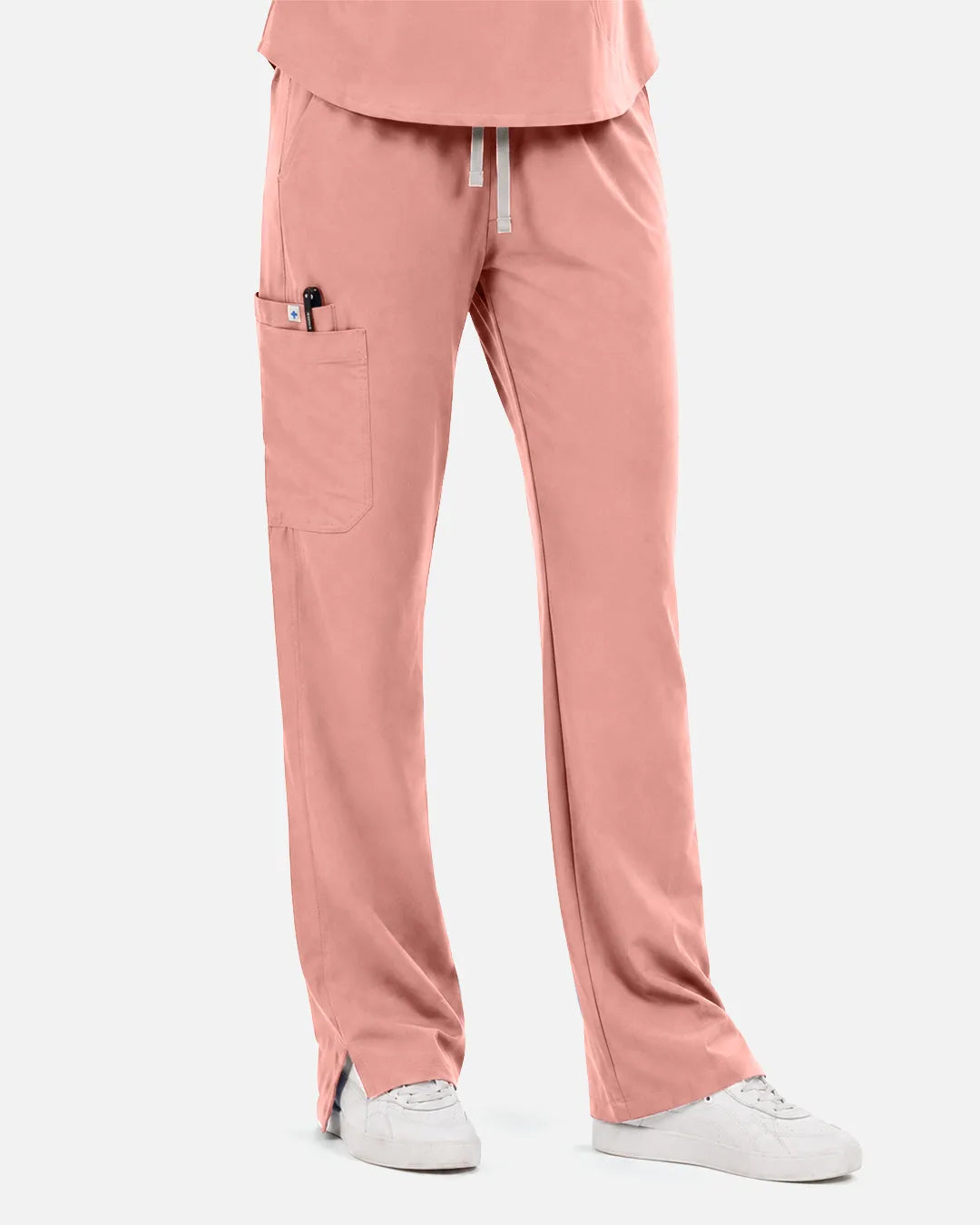 Pink Eipnare Women's Straight-Leg Cargo Scrub Pants - Stretch Medical Scrubs for Women