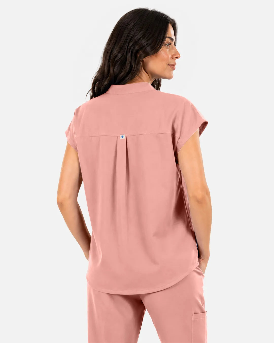 Pink Eipnare Women's Sleeveless Mandarin Collar Scrub Top - Stretch Medical Scrubs for Women