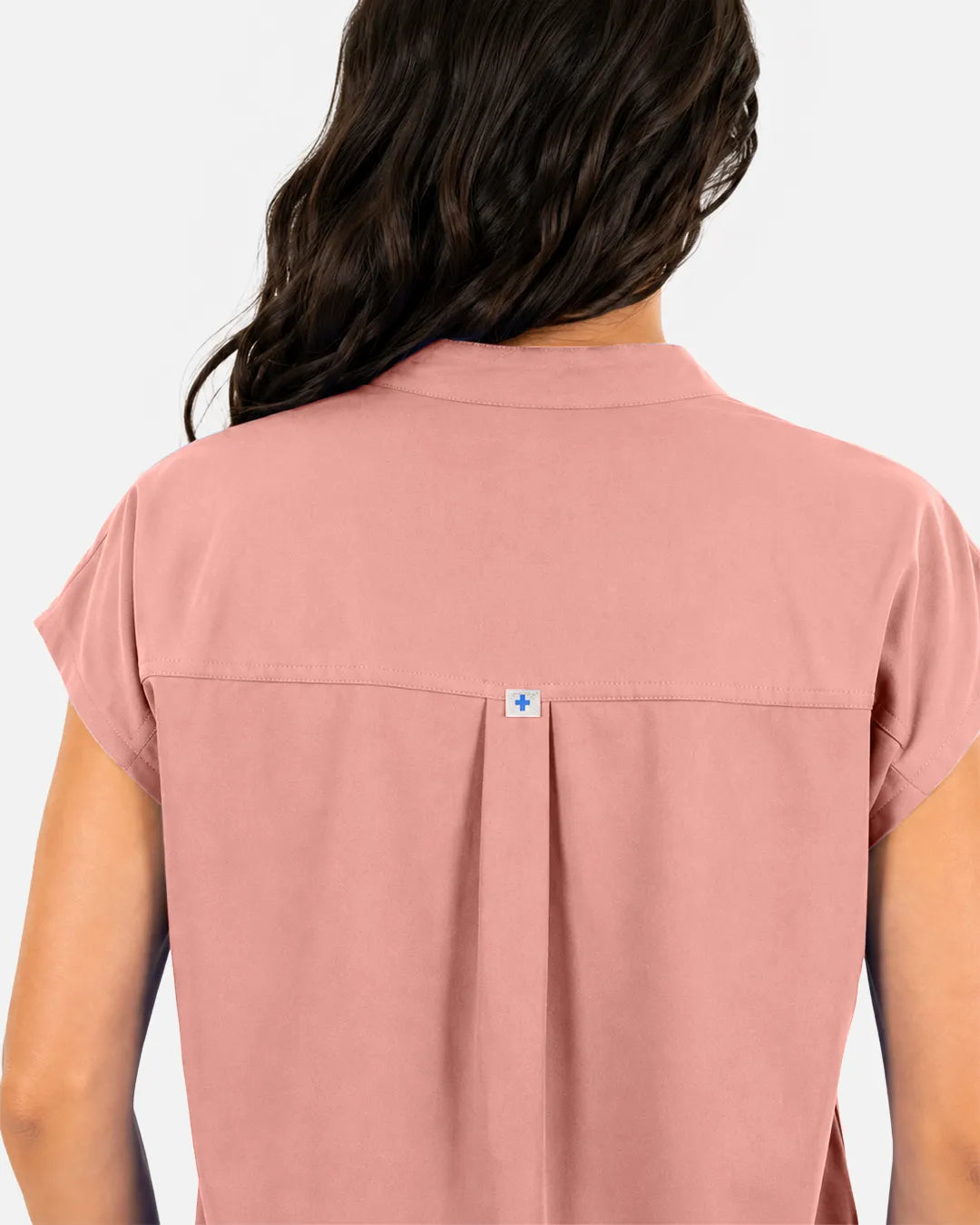 Pink Eipnare Women's Sleeveless Mandarin Collar Scrub Top - Stretch Medical Scrubs for Women