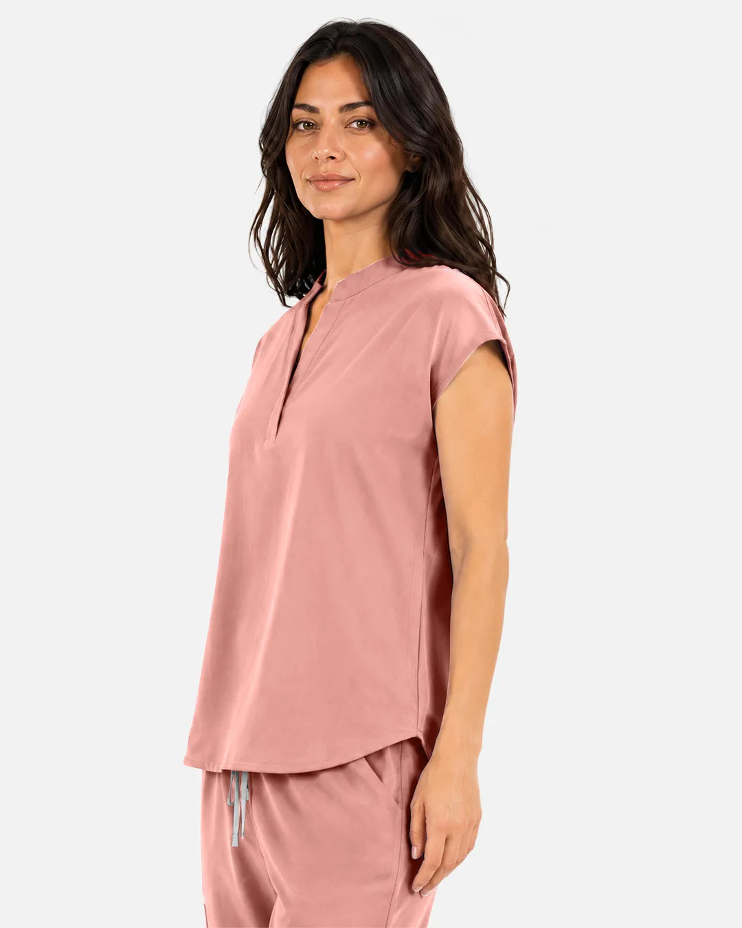 Pink Eipnare Women's Sleeveless Mandarin Collar Scrub Top - Stretch Medical Scrubs for Women