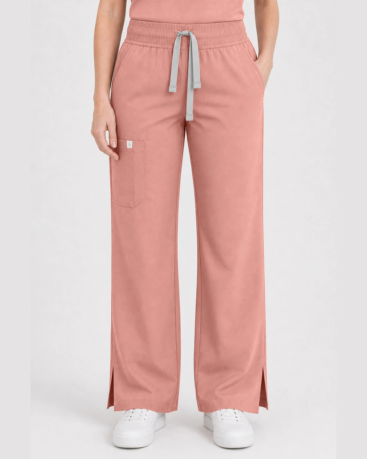 Pink Eipnare Women's Henley Sleeveless Straight-Leg Scrub Set - Stretch Medical Scrubs for Women