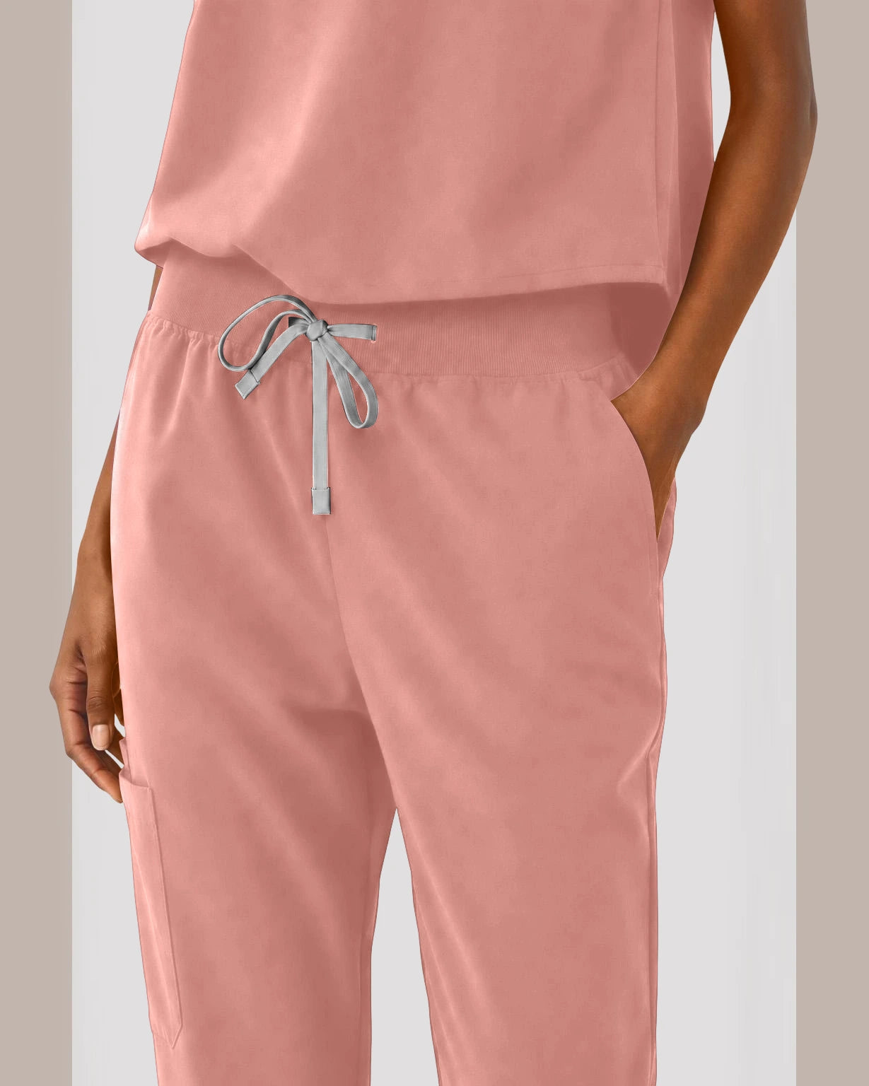 Pink Eipnare Women's Sleeveless Mandarin Collar Jogger Scrub Set - Stretch Medical Scrubs for Women