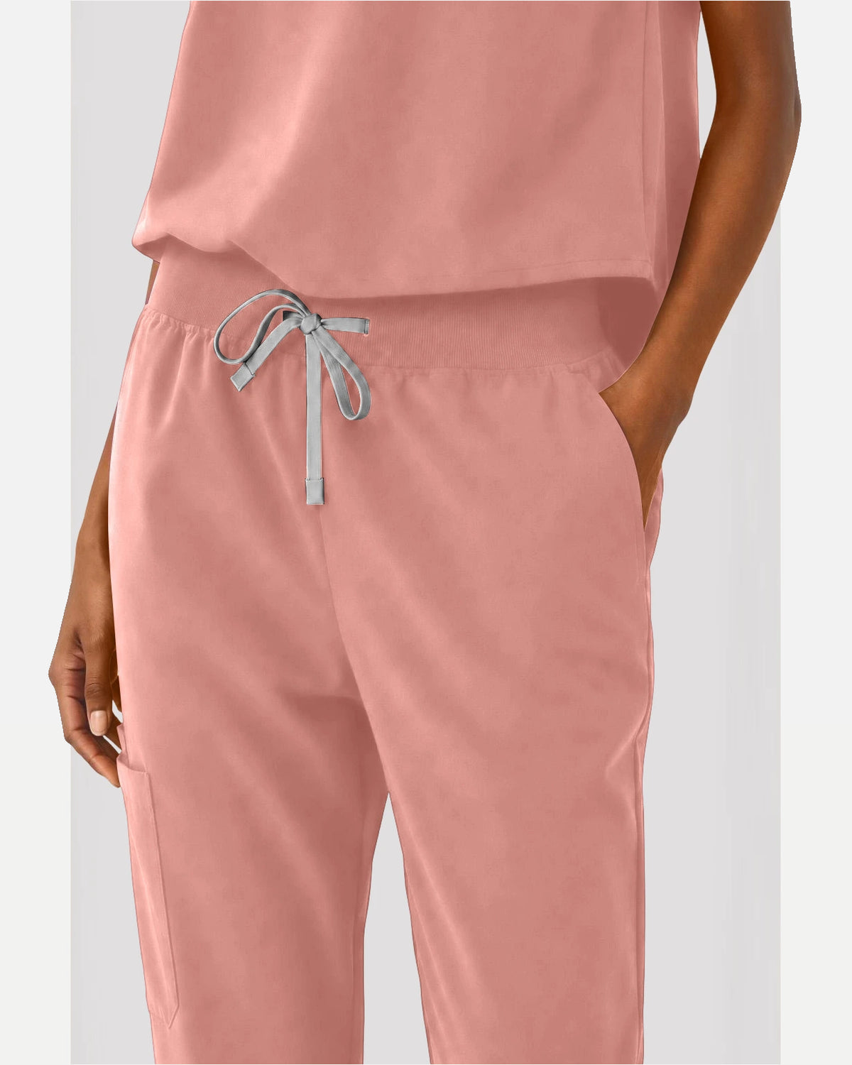 Pink – Eipnare Women's Sleeveless Mandarin Collar Jogger Uniform Set – product image 06