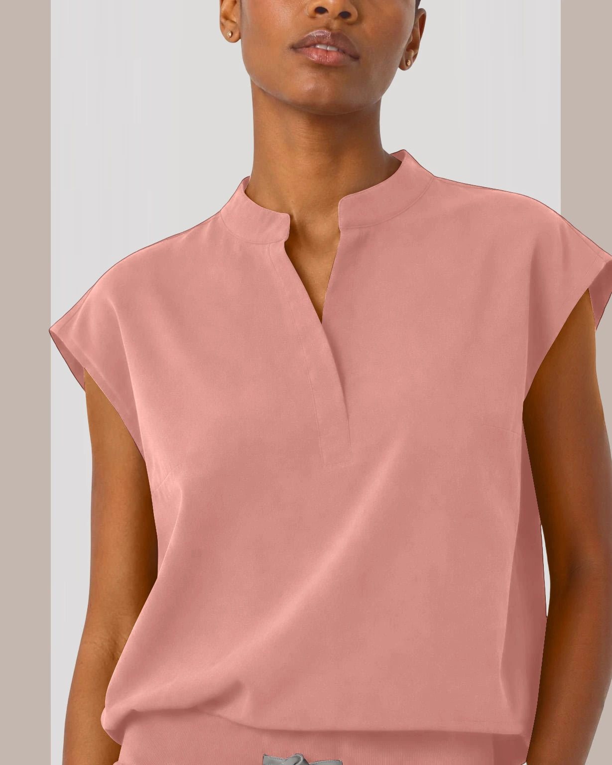 Pink Eipnare Women's Sleeveless Mandarin Collar Jogger Scrub Set - Stretch Medical Scrubs for Women