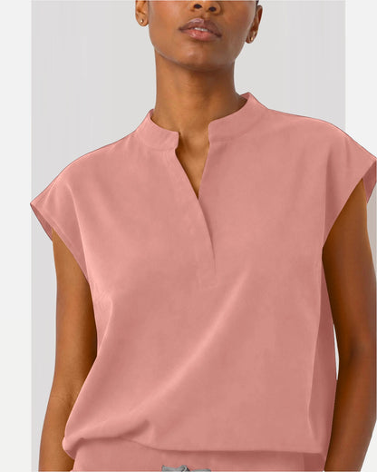 Pink – Eipnare Women's Sleeveless Mandarin Collar Jogger Uniform Set – product image 08