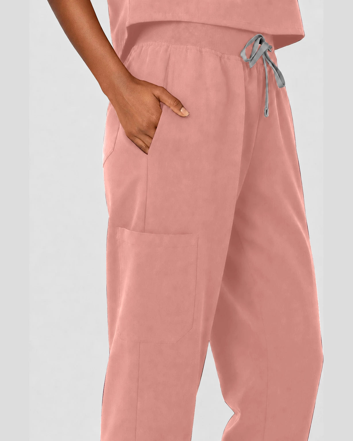 Pink Eipnare Women's Sleeveless Mandarin Collar Jogger Scrub Set - Stretch Medical Scrubs for Women