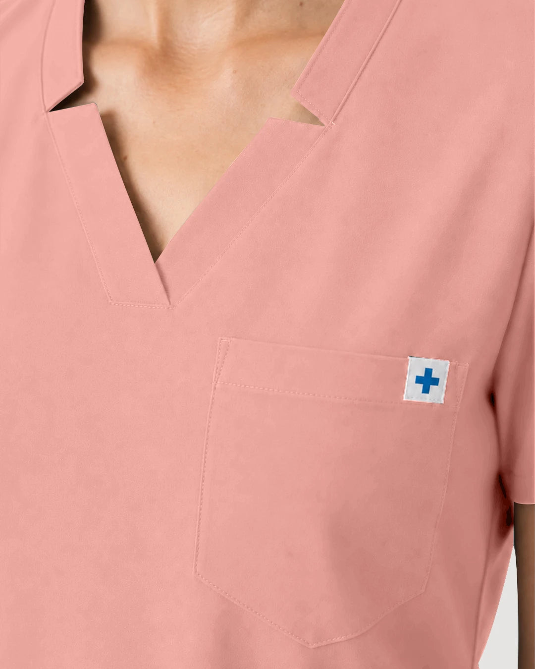 Pink Eipnare Women's Notch V-Neck Cargo Jogger Scrub Set - Stretch Medical Scrubs for Women