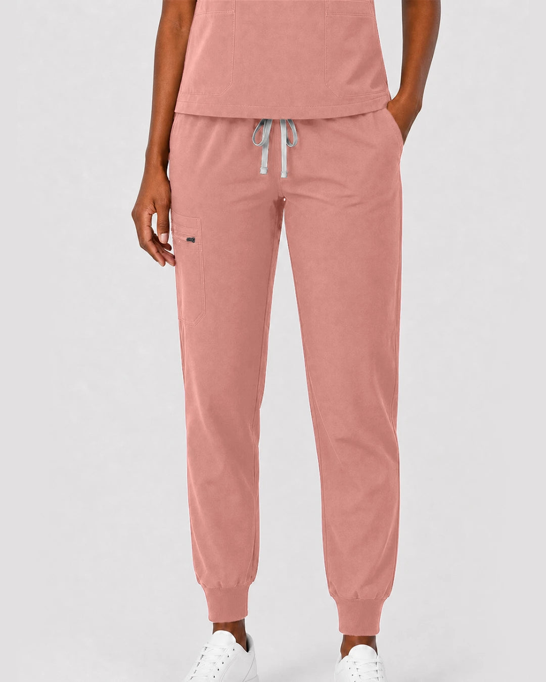 Pink Eipnare Women's Split V-Neck Cargo Jogger Scrub Set - Stretch Medical Scrubs for Women