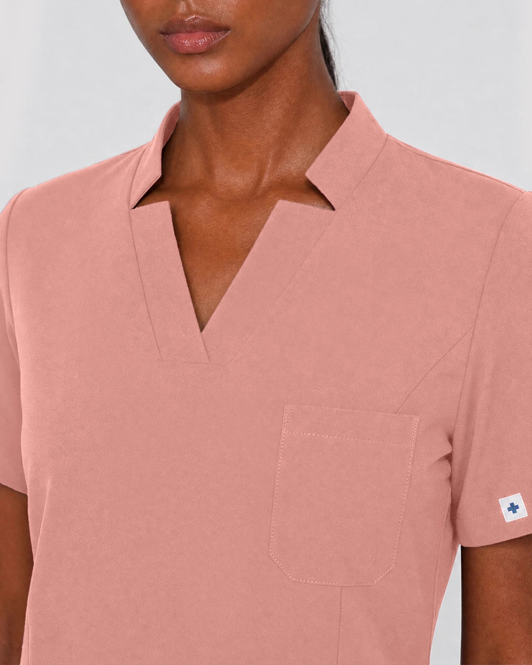 Pink Eipnare Women's Split V-Neck Cargo Jogger Scrub Set - Stretch Medical Scrubs for Women