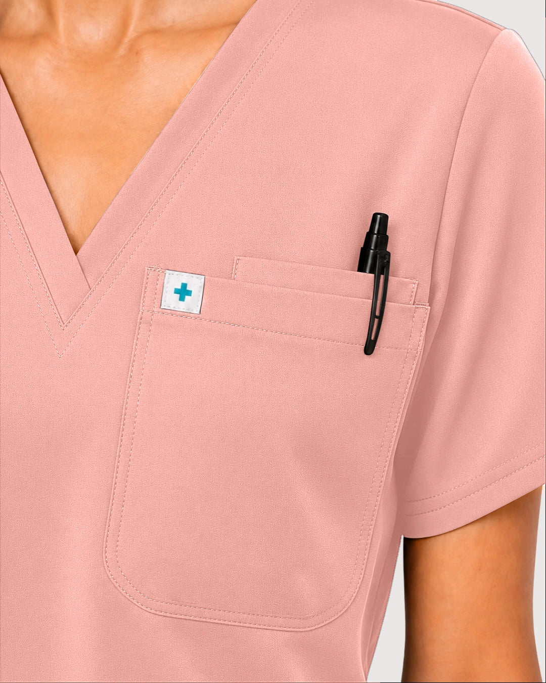 Pink Eipnare Women's Knit V-Neck Jogger Scrub Set - Stretch Medical Scrubs for Women