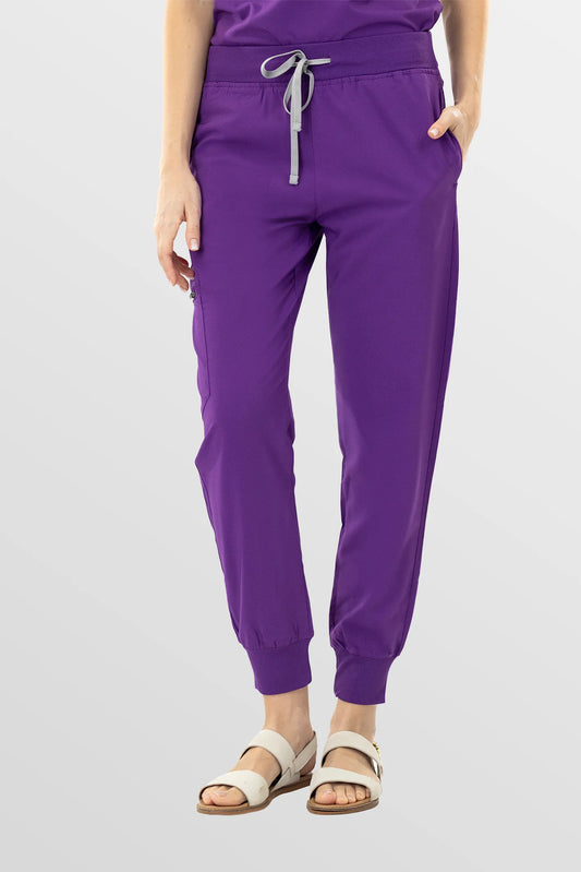 Purple Eipnare Women's Soft Stretch V-Neck Scrub Top & Jogger Pants Set - Stretch Medical Scrubs for Women